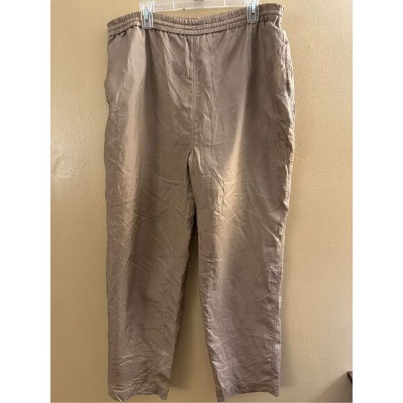 New Eva Brown Silk Pull On Lounge Pants Size Large - Picture 1 of 3